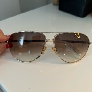 Marc Jacobs Gold and Brown Aviator Sunglasses